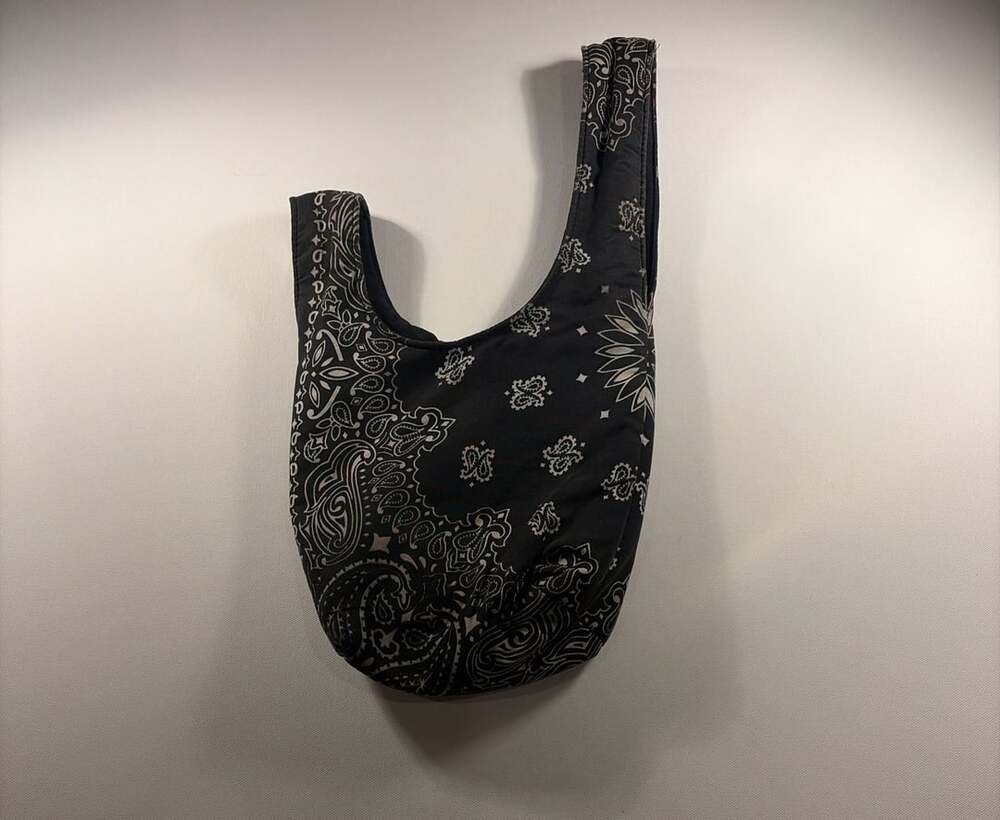 YAITO Black Paisley Bandana Print Japanese Knot Bag